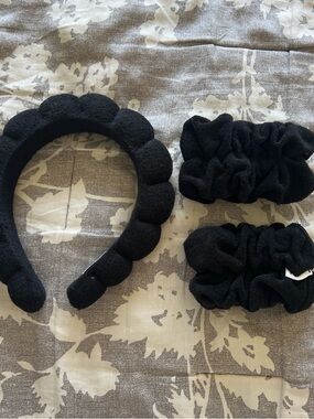 Black Padded Headband and Scrunchie Set for Kids